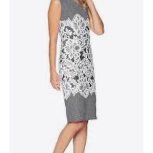 ECI Woman NWT Black Ivory Lace Print Sleeveless Sheath Dress Size 18W